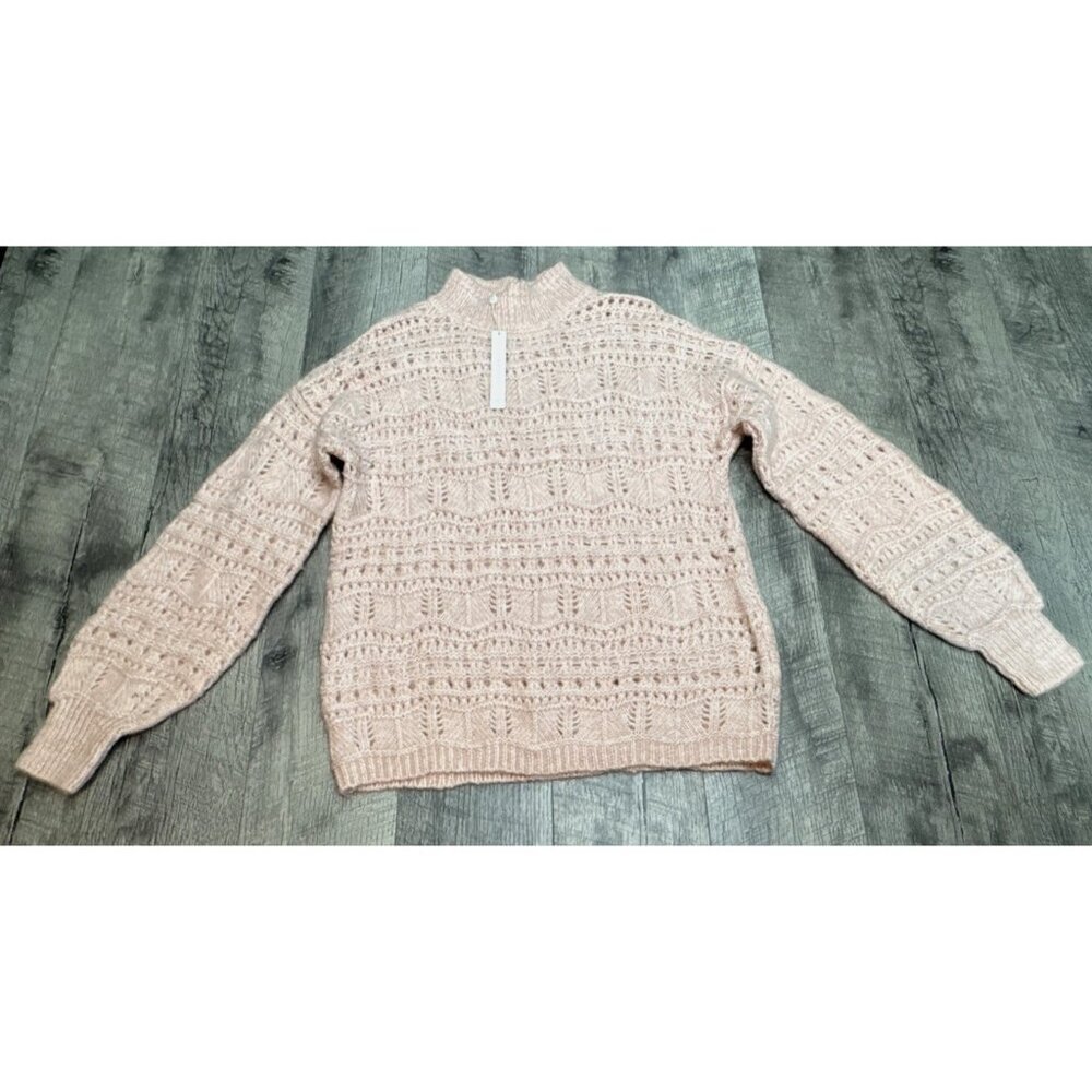 Caslon Sweater Womens Medium Pink Open Knit Mock Soft Lightweight Nordstrom NEW - Picture 5 of 9